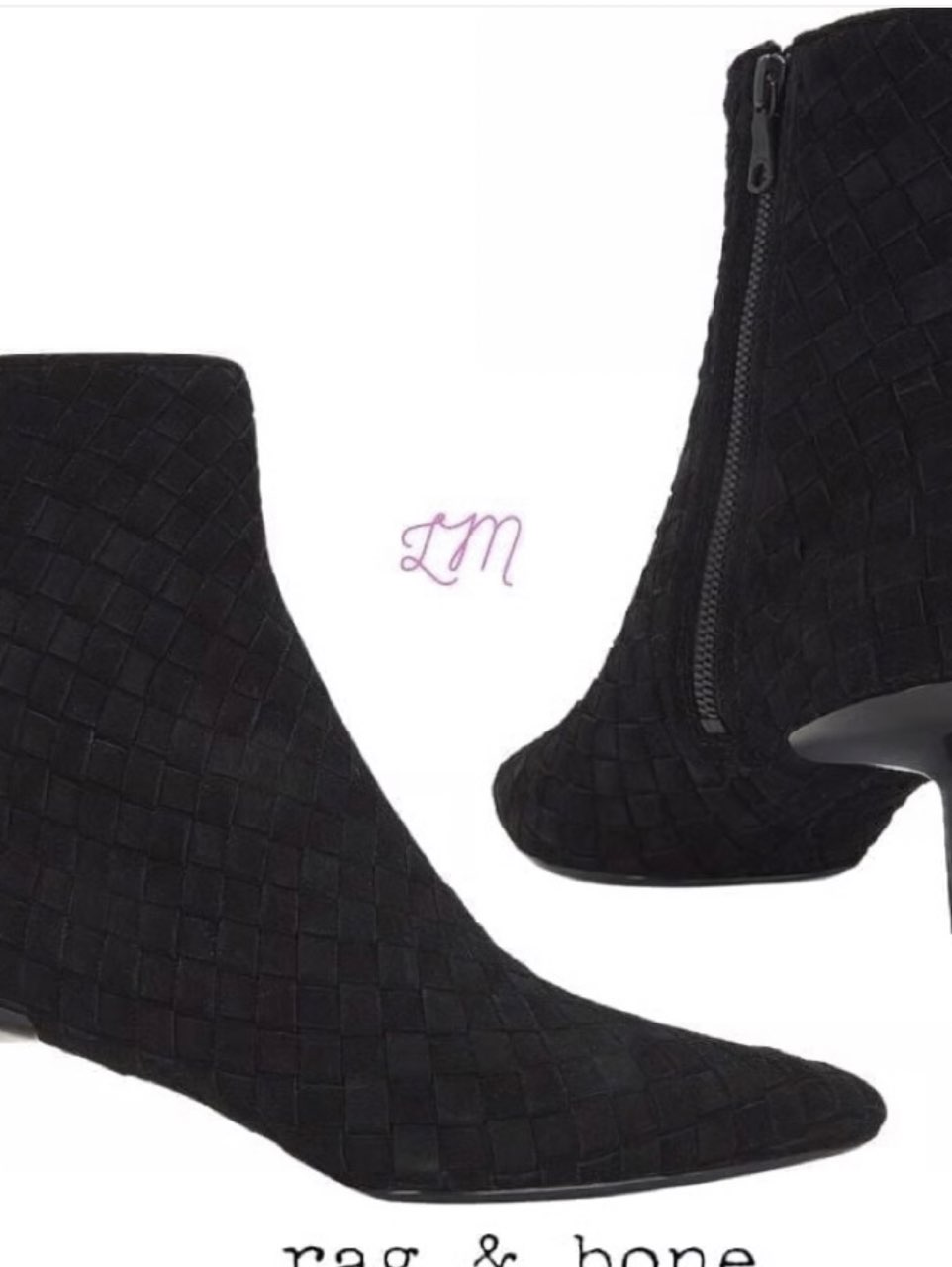 Black Woven Ankle Boots