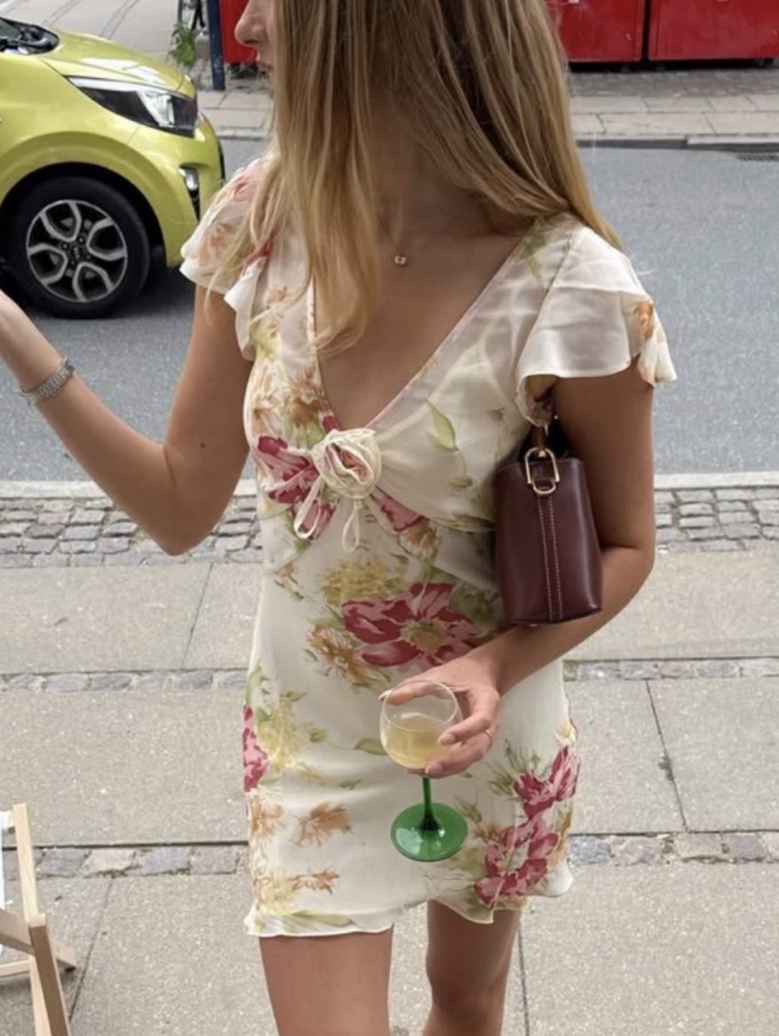 Cream Floral Mini Dress