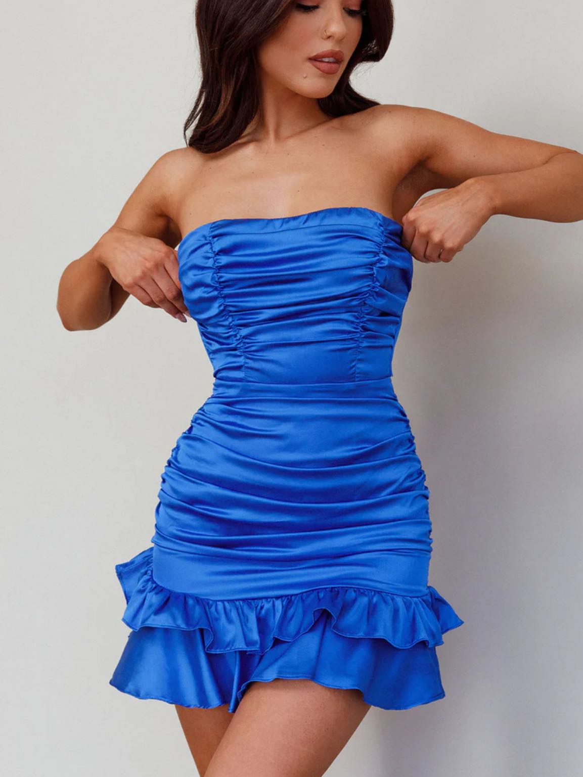 Selfie Leslie royal blue mini dress