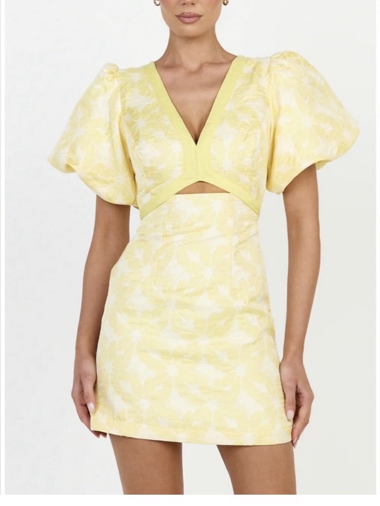 Showpo Yellow Floral Puff Sleeve Mini Dress