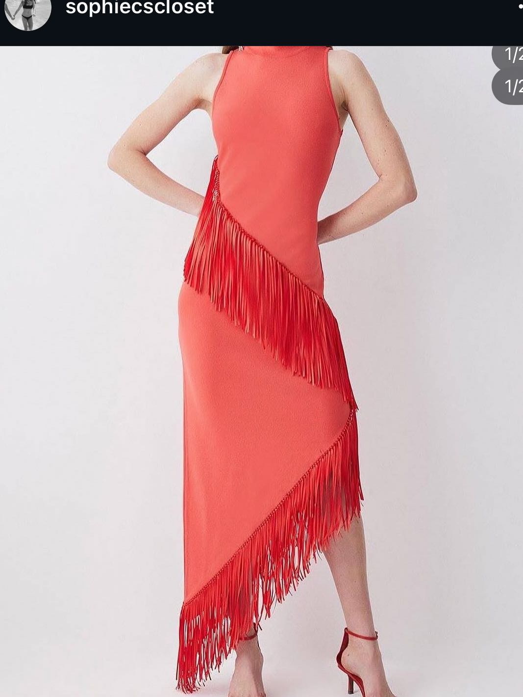 Karen Millen Red Fringe Dress