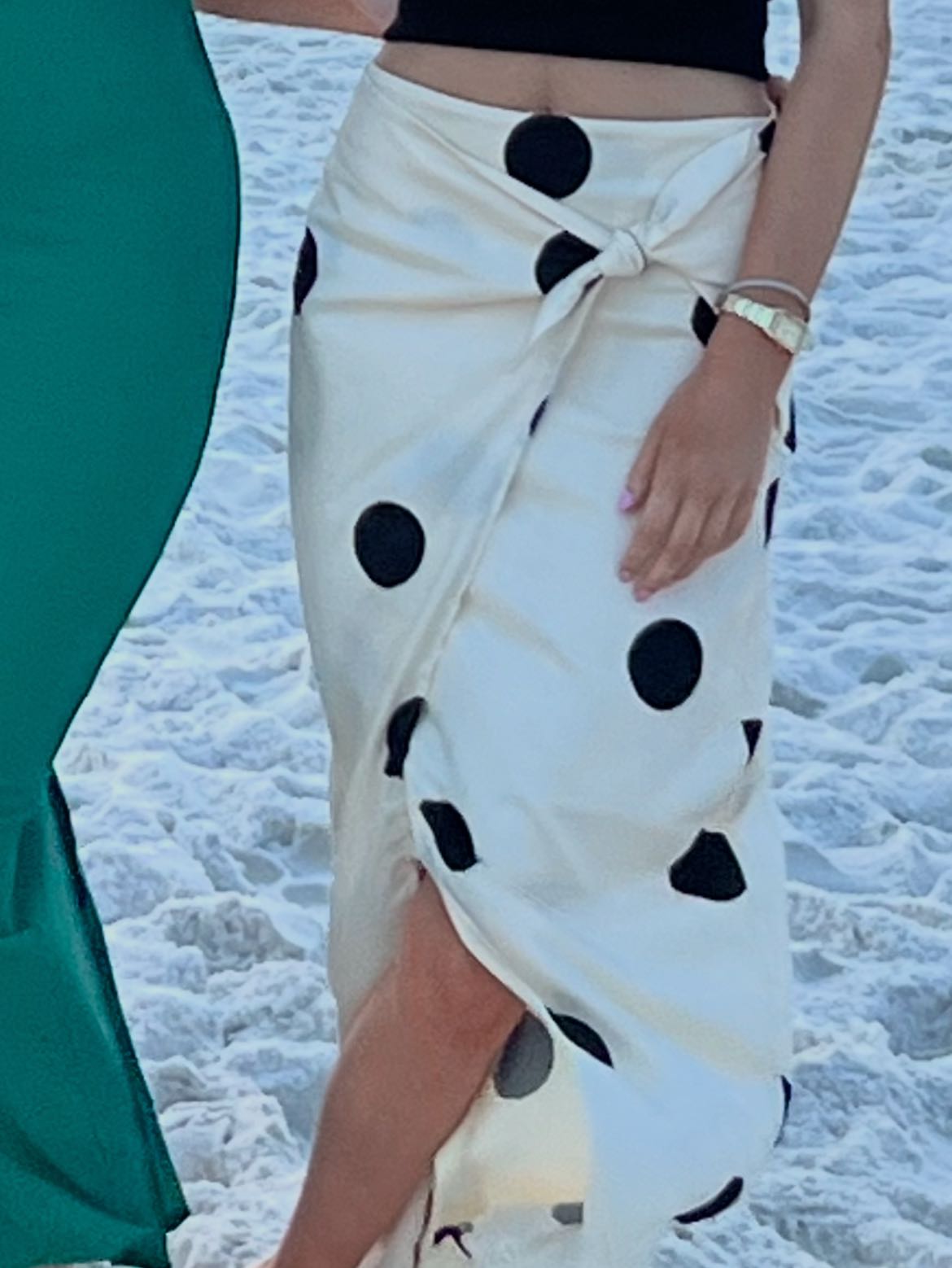 Polka Dot Midi Skirt With Wrap