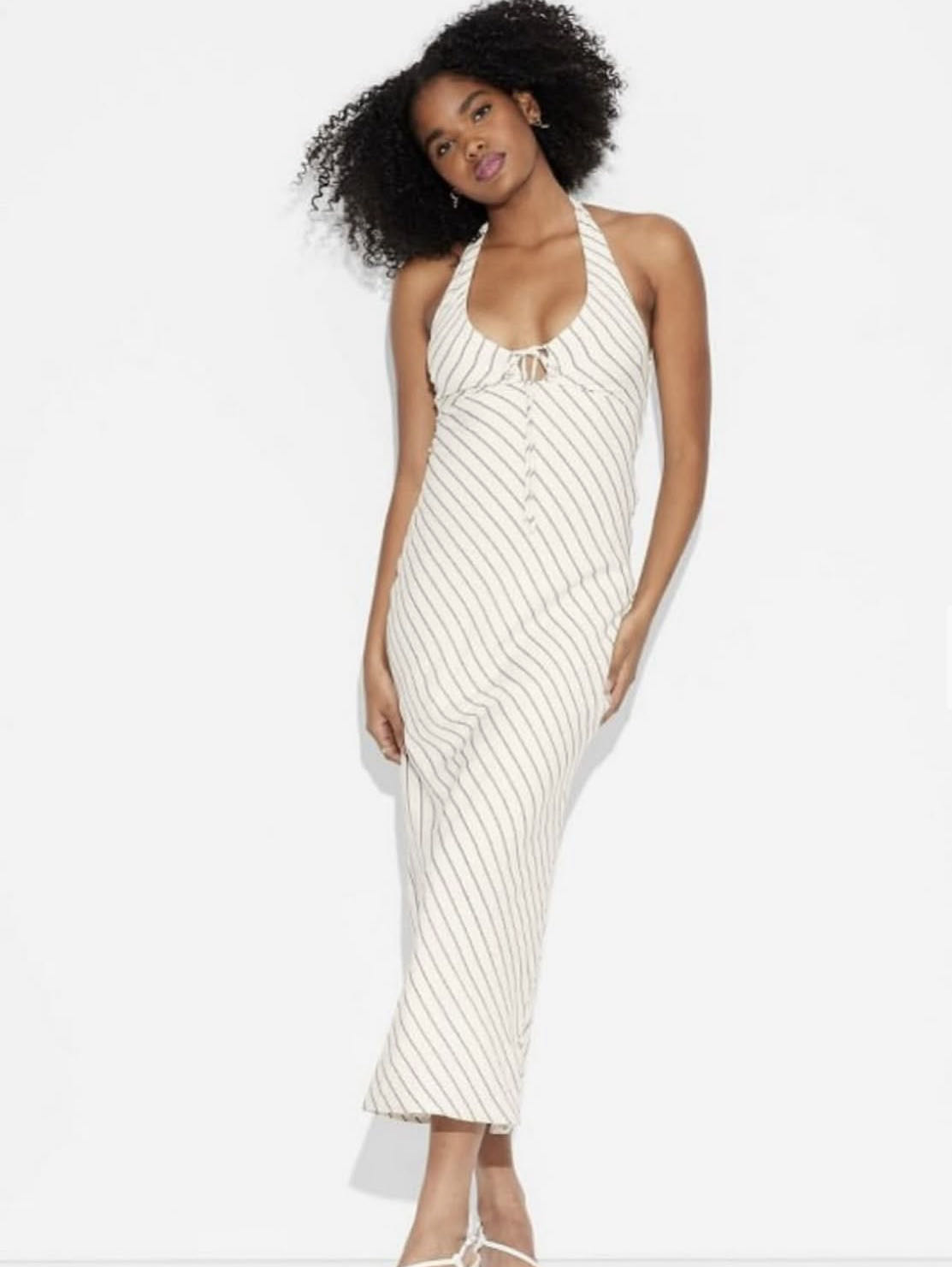Cream with black stripes dress
