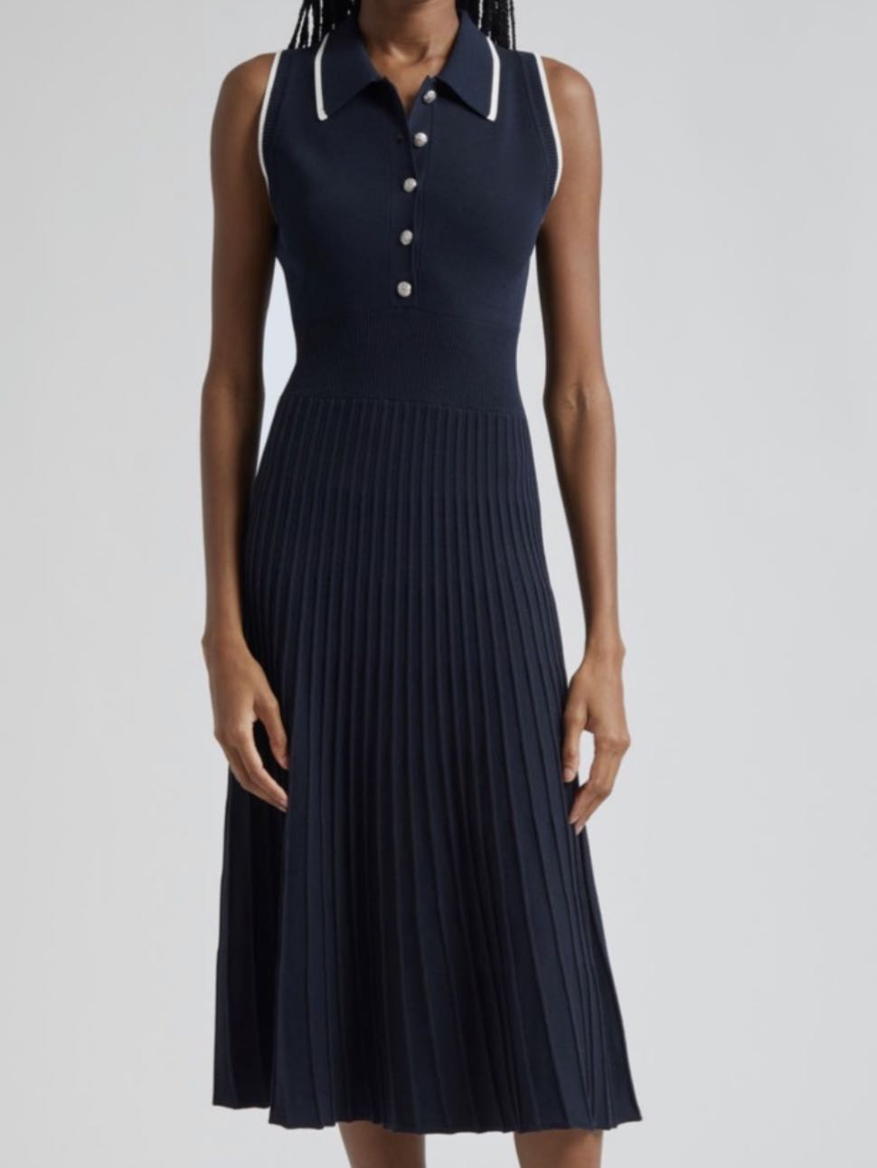 Navy Polo Pleated Dress