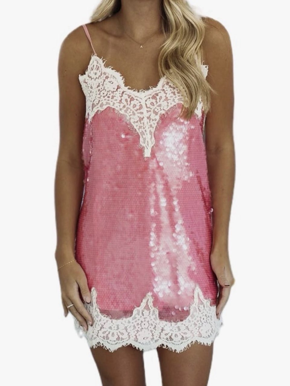 Pink Sequin Lace mini