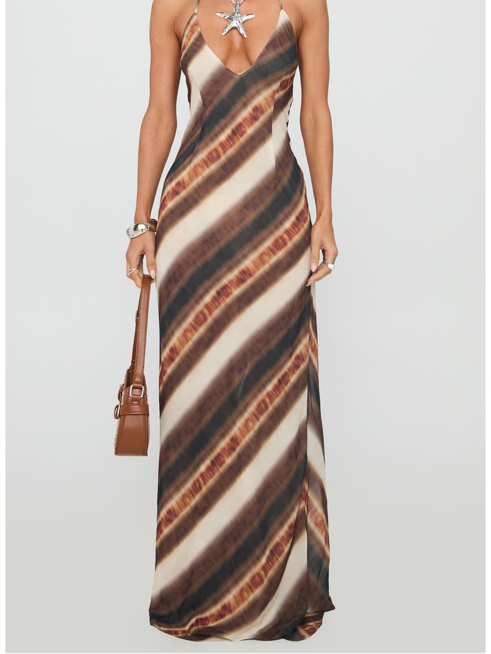 Esmira Plunge Halter Maxi Dress