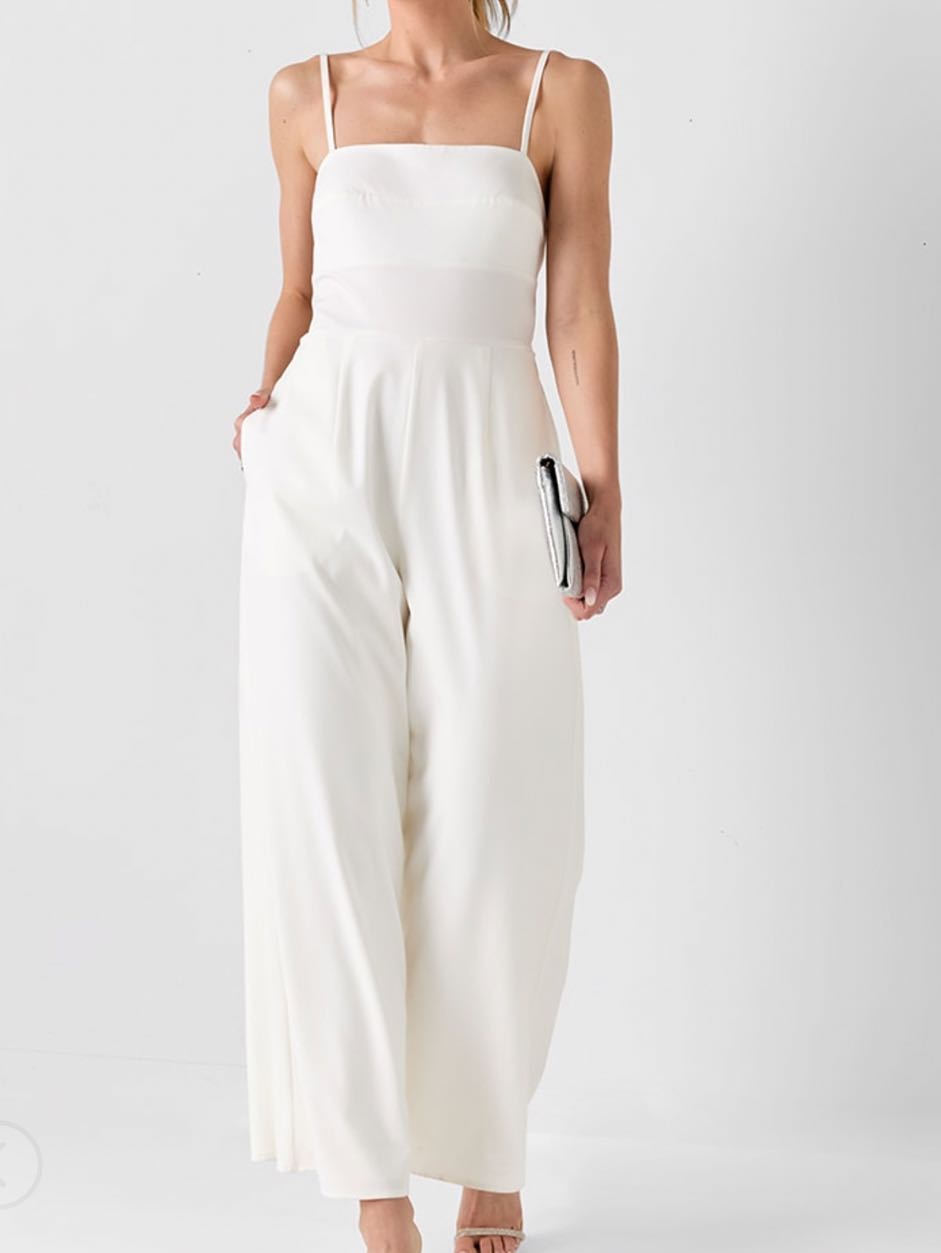 White bow jumpsuit