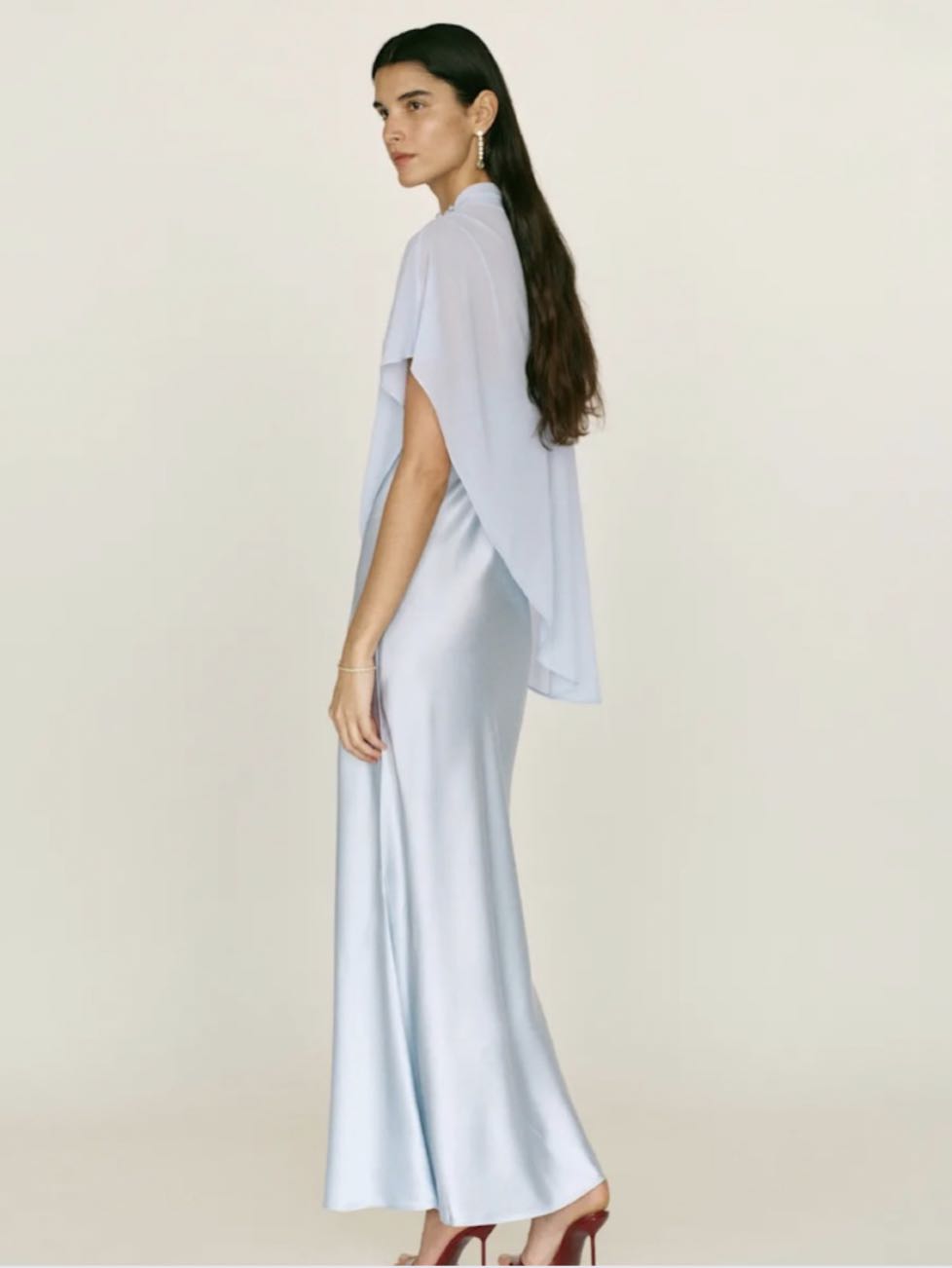 Light Blue Satin Maxi Dress