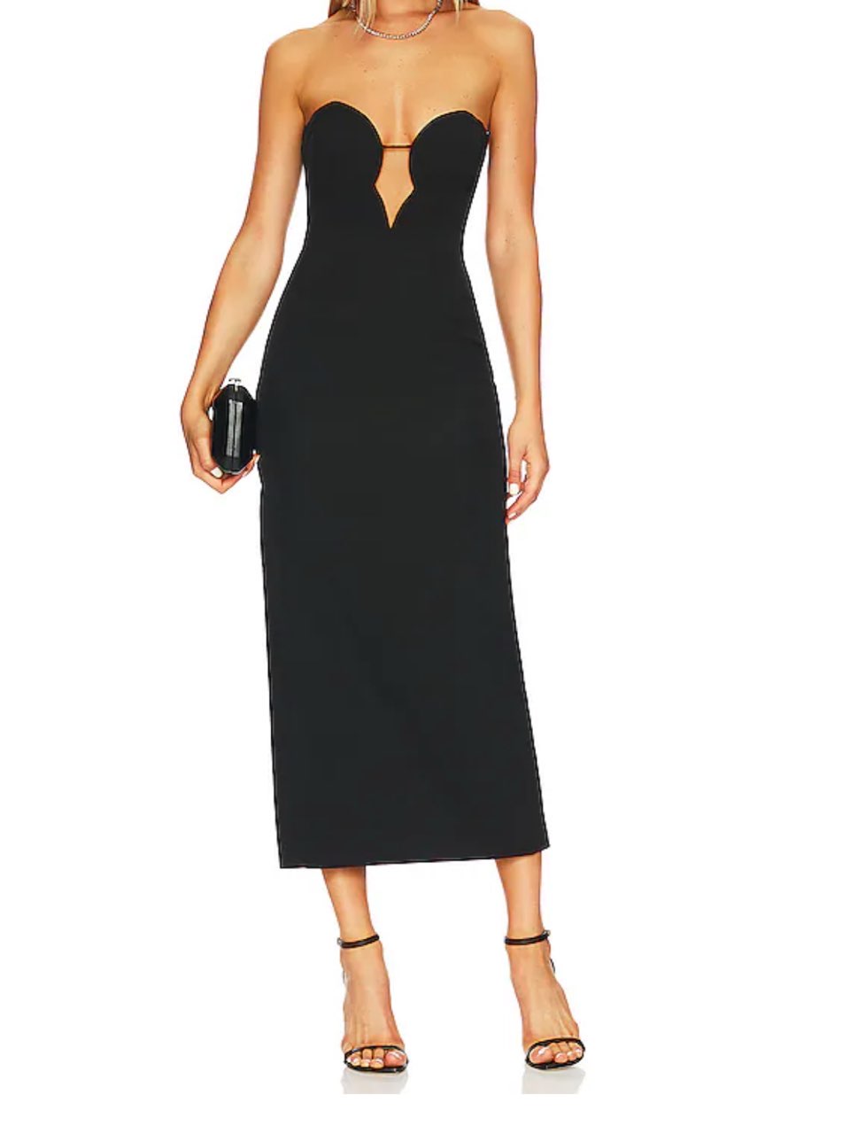 Bardot Black Strapless Keyhole Midi Dress
