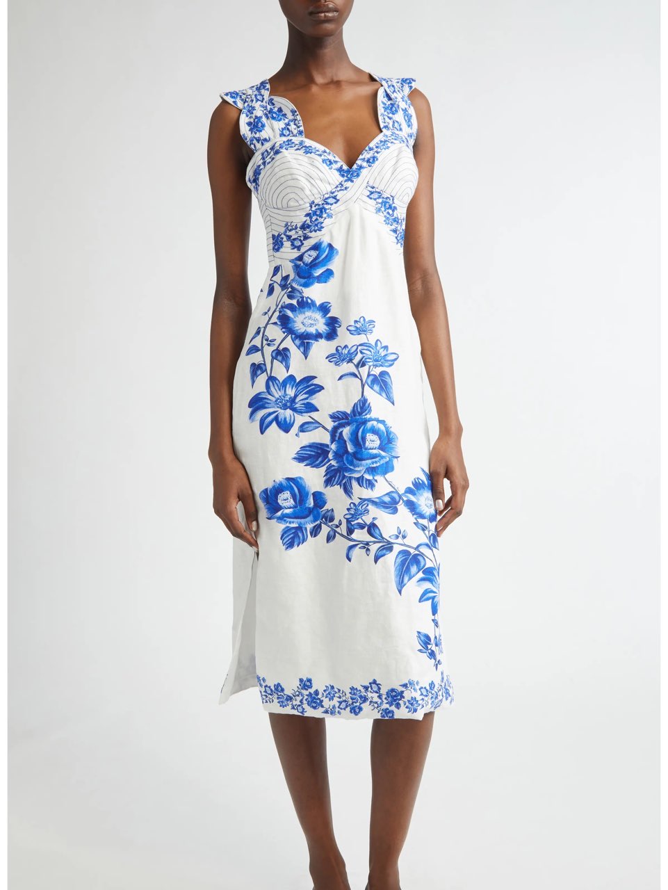 Floral Cascade Linen Dress