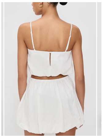 White Bubble Hem Crop Top and Skirt Set