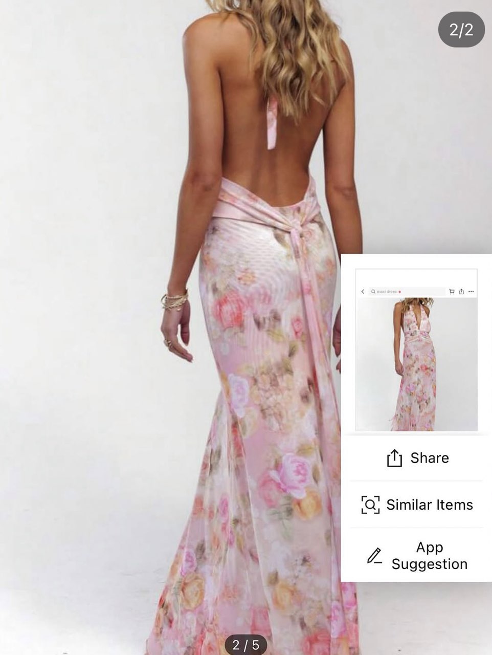Pink Floral Halter Maxi Dress