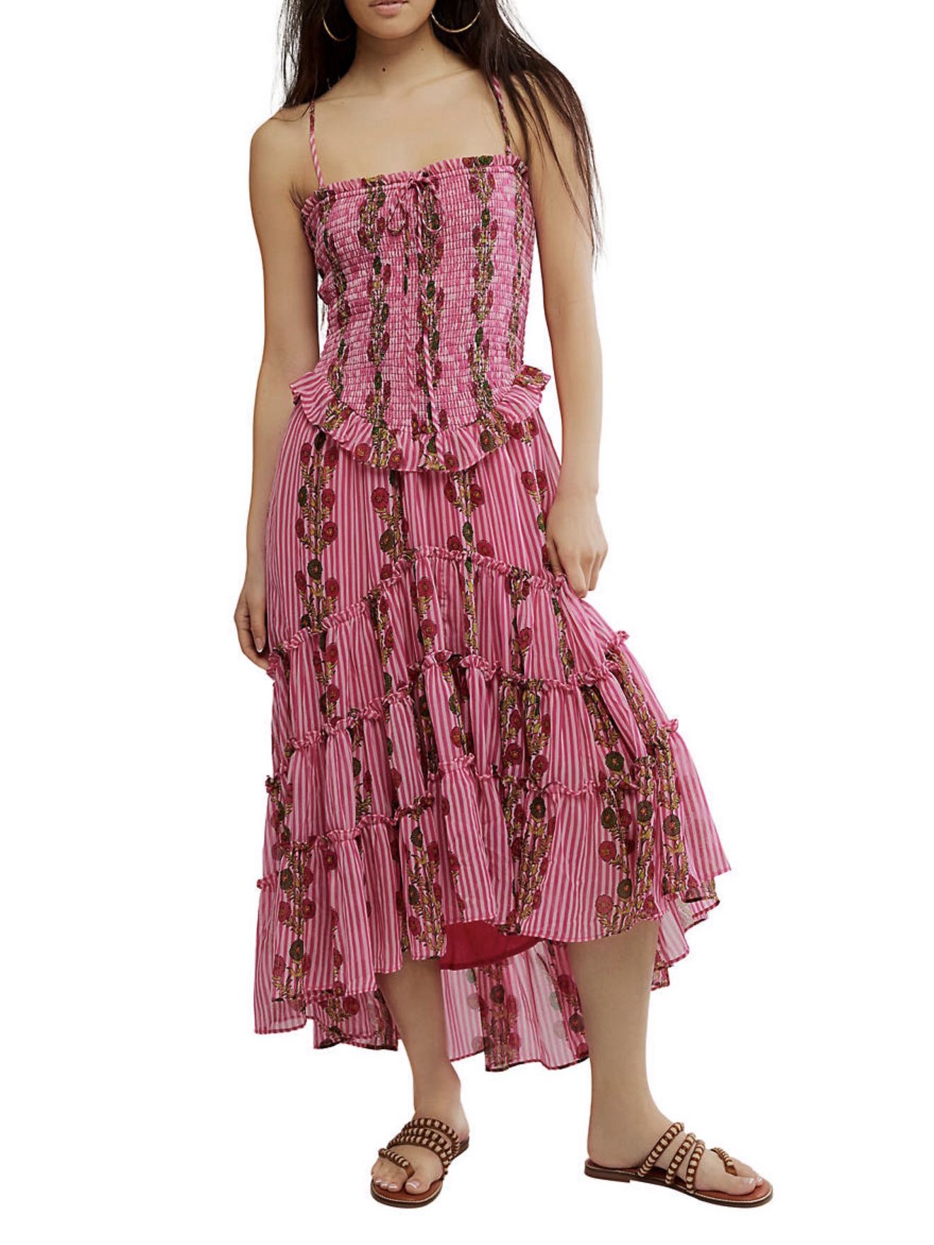 Pink Floral Ruffle Dress