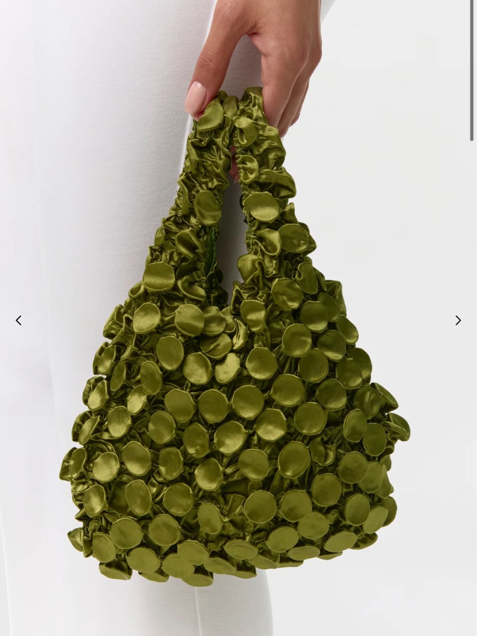 Olive Green Satin Dot Handbag