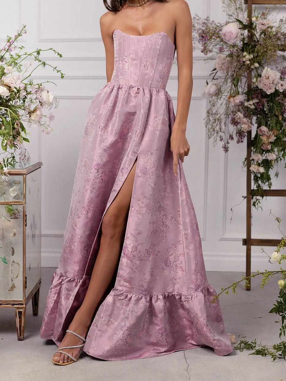 Strapless Jacquard Maxi Dress