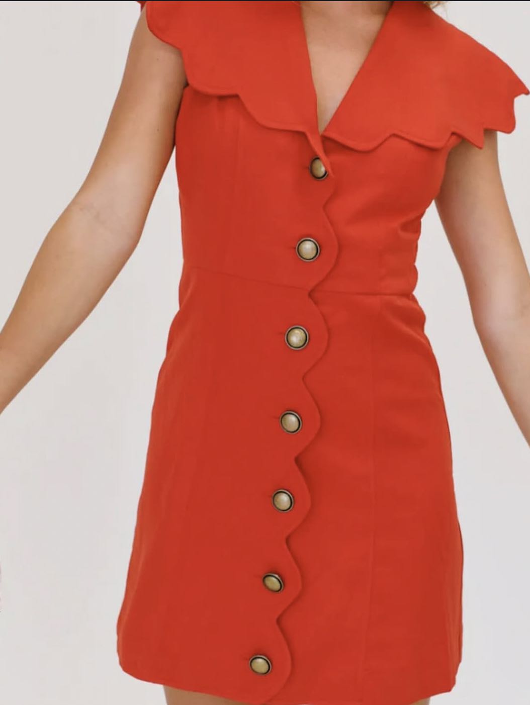Red Button Front Mini Dress