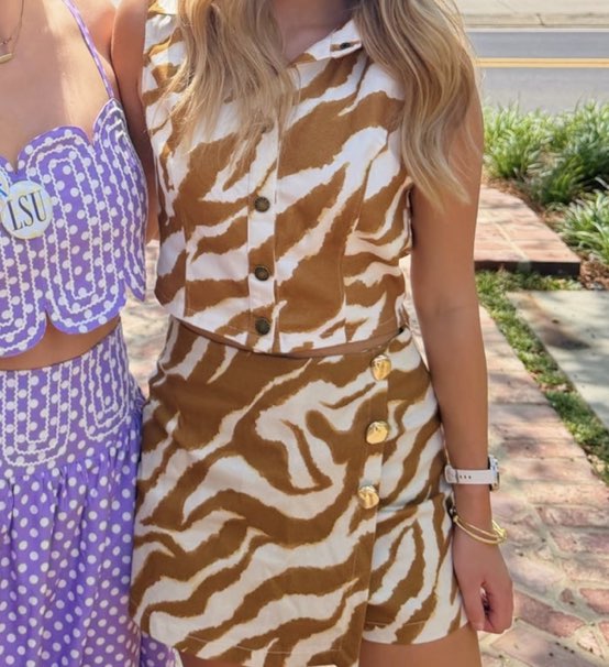 Tiger Print Top and Skort Set