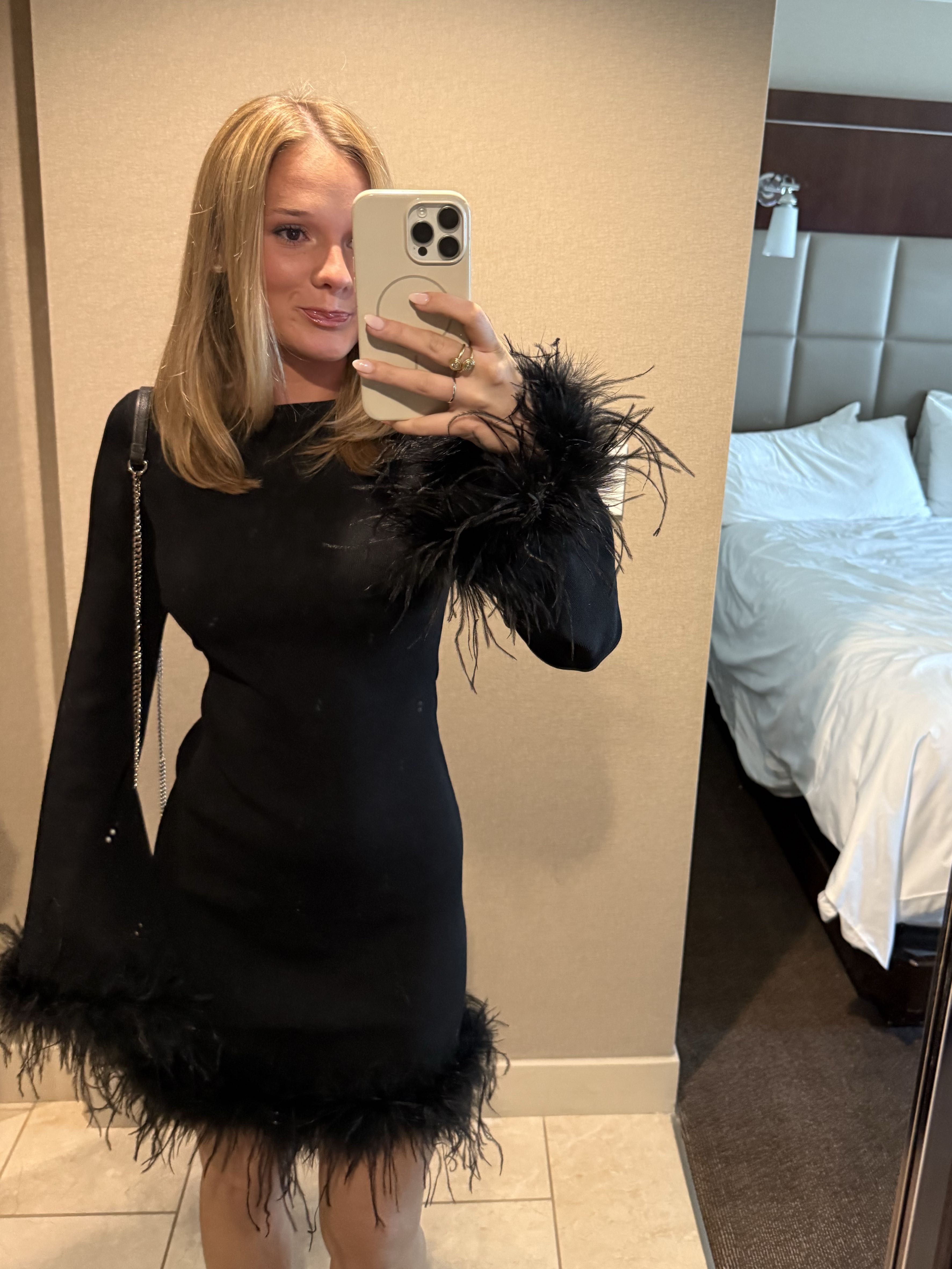 WAYF Feather Mini Dress