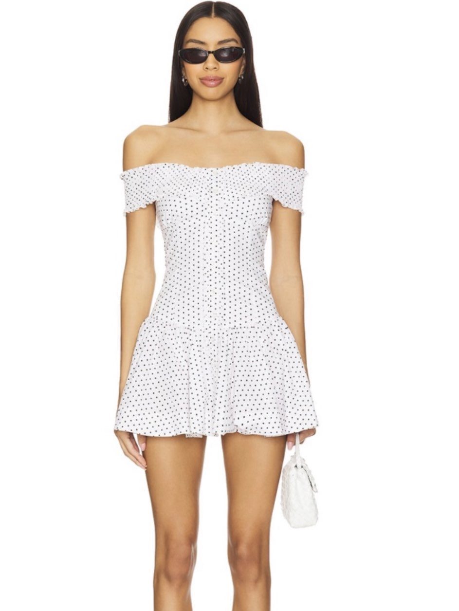 Off-Shoulder Polka Dot Mini Dress