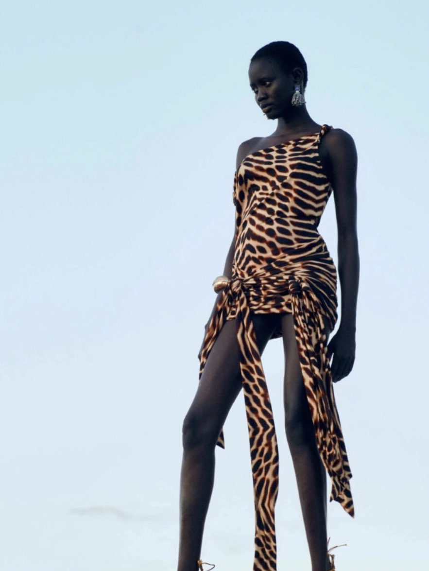 One-Shoulder Animal Print Dress
