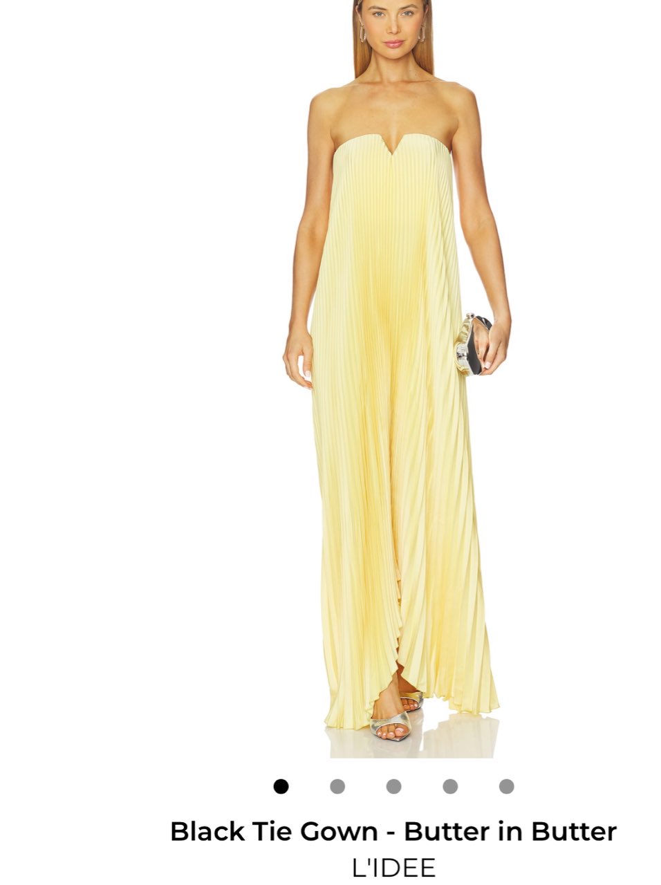 Butter Yellow Pleated Strapless Gown