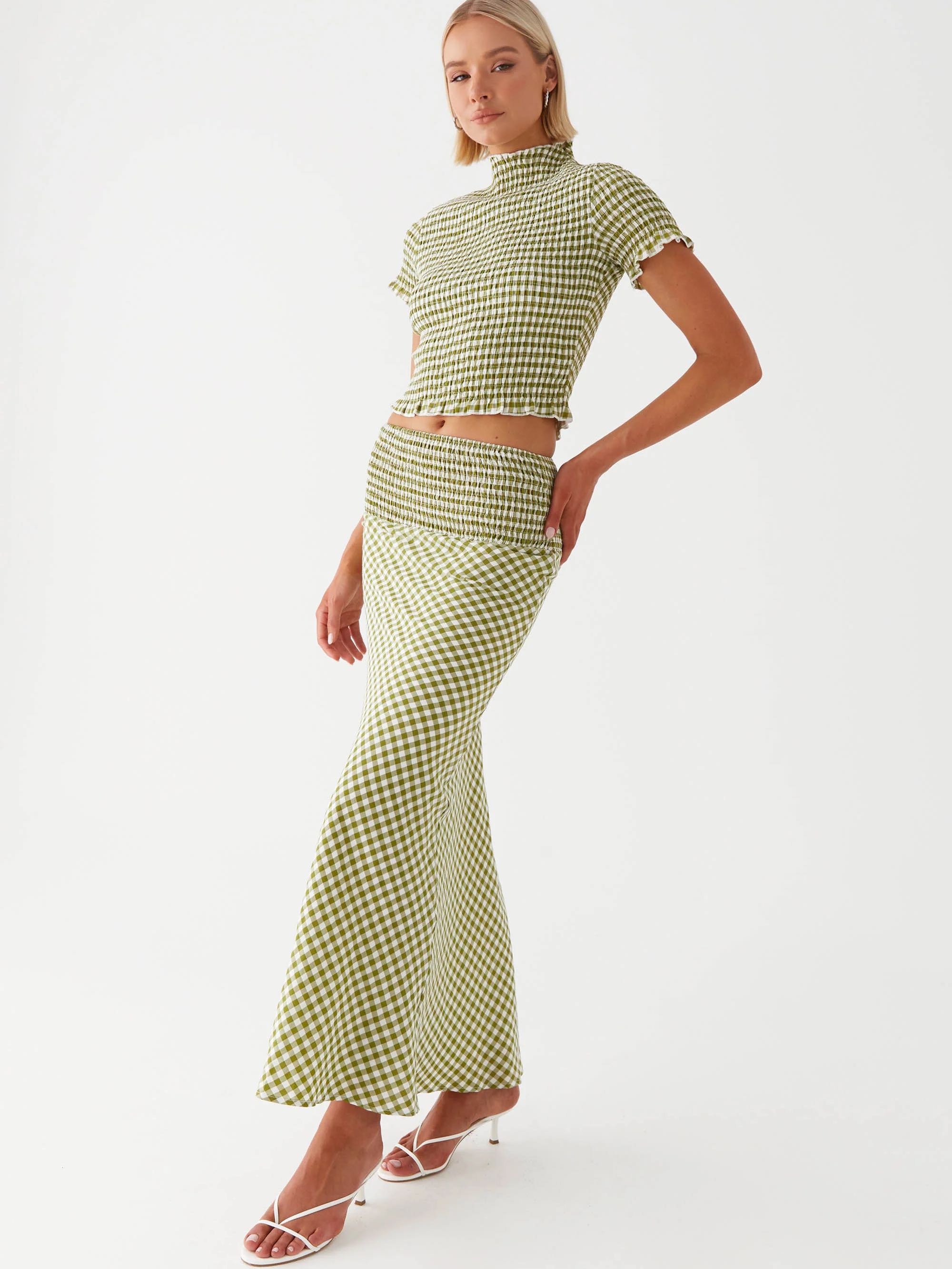 Leilani khaki gingham set