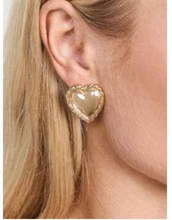 Gold Heart Braided Edge Earrings