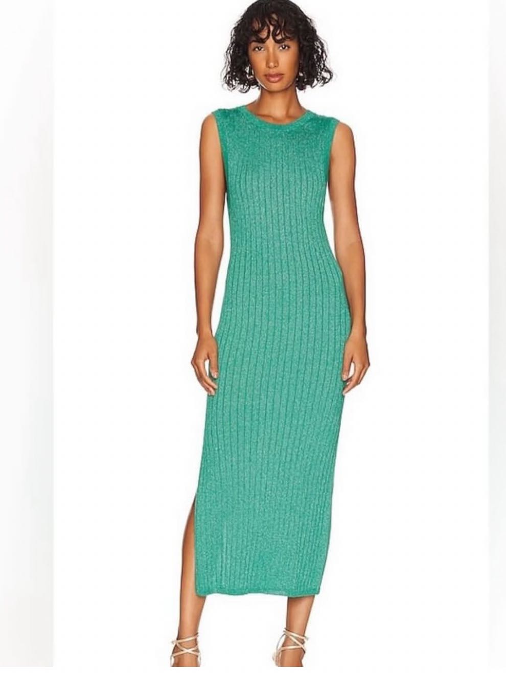 Green knit maxi dress