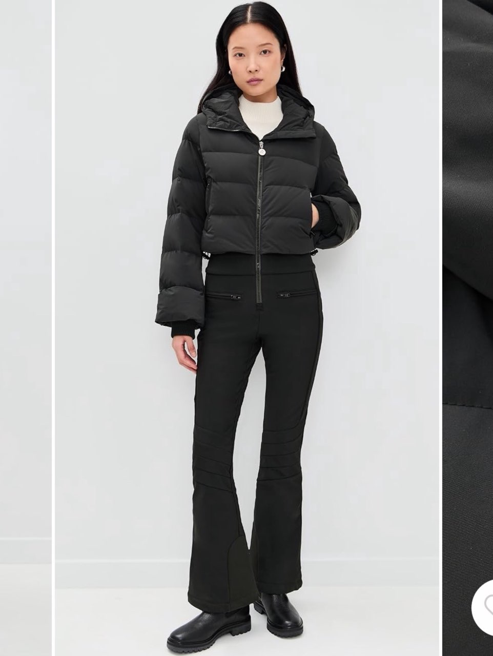Black Cropped Puffer Ski Jacket