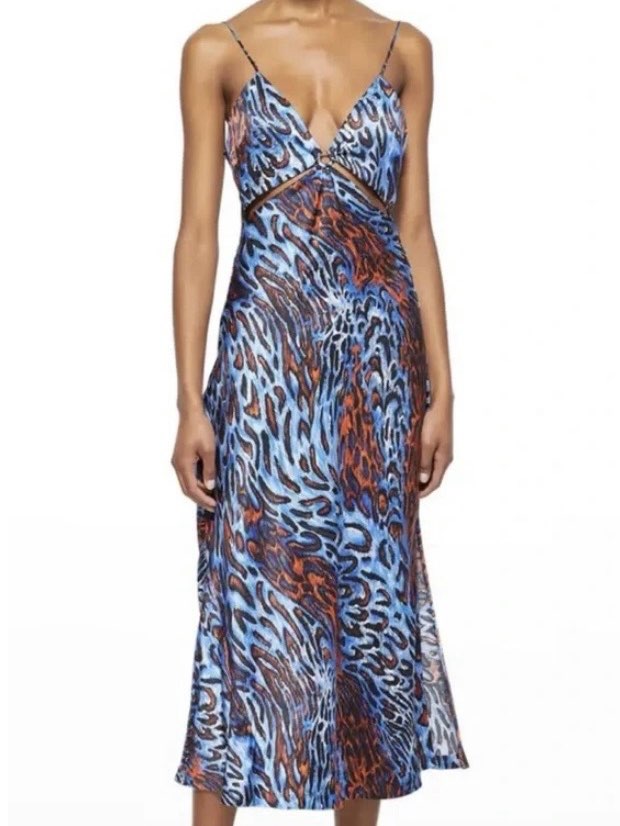 Animal Print Cut-Out Midi Dress