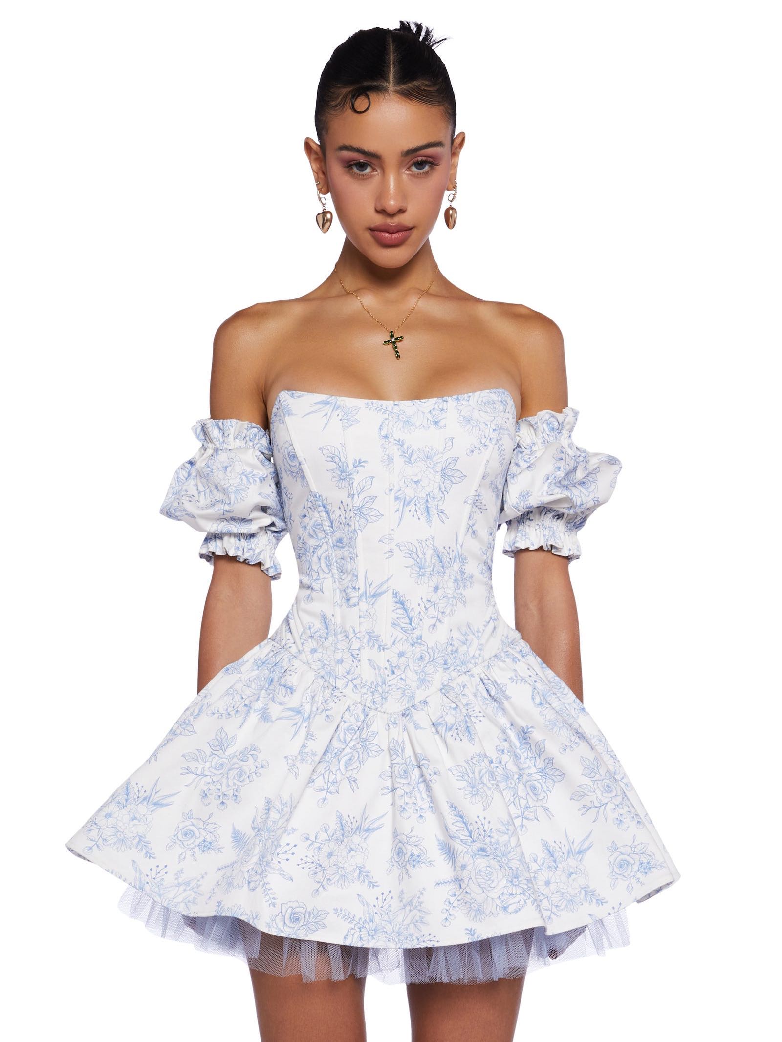 Blue floral corset dress