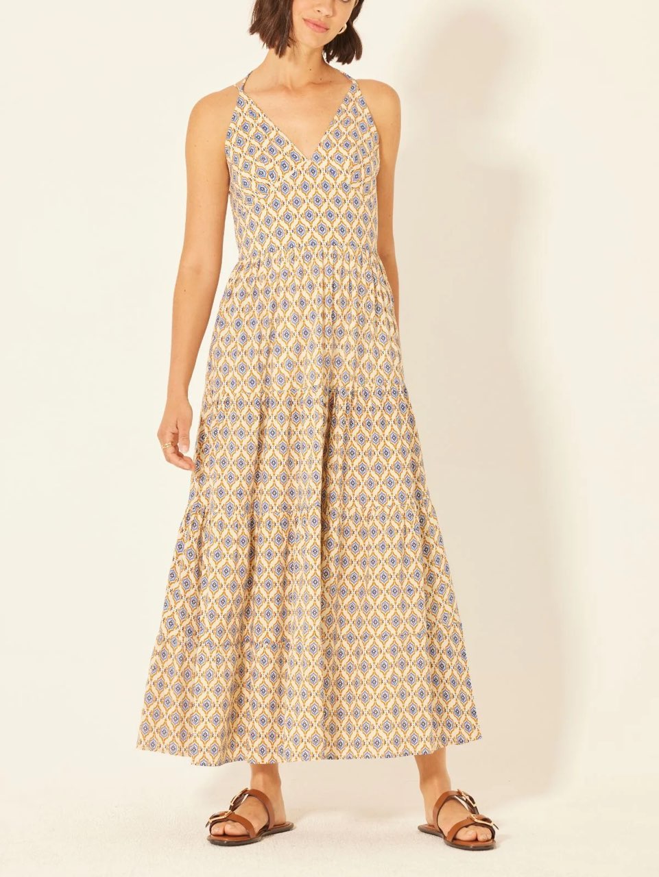 Orange and Blue Maxi Dress