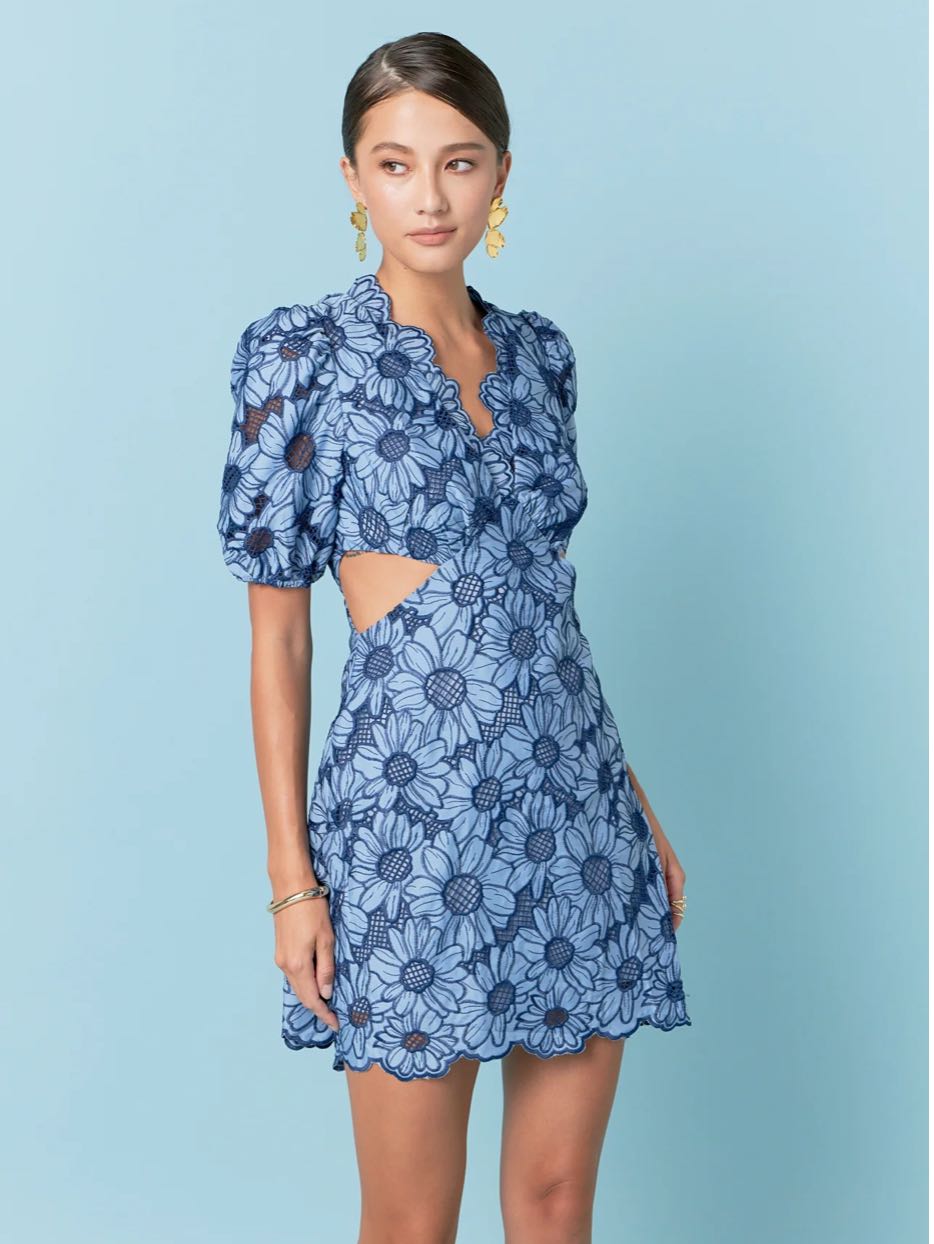 Floral Eyelet Cut Out Dresd
