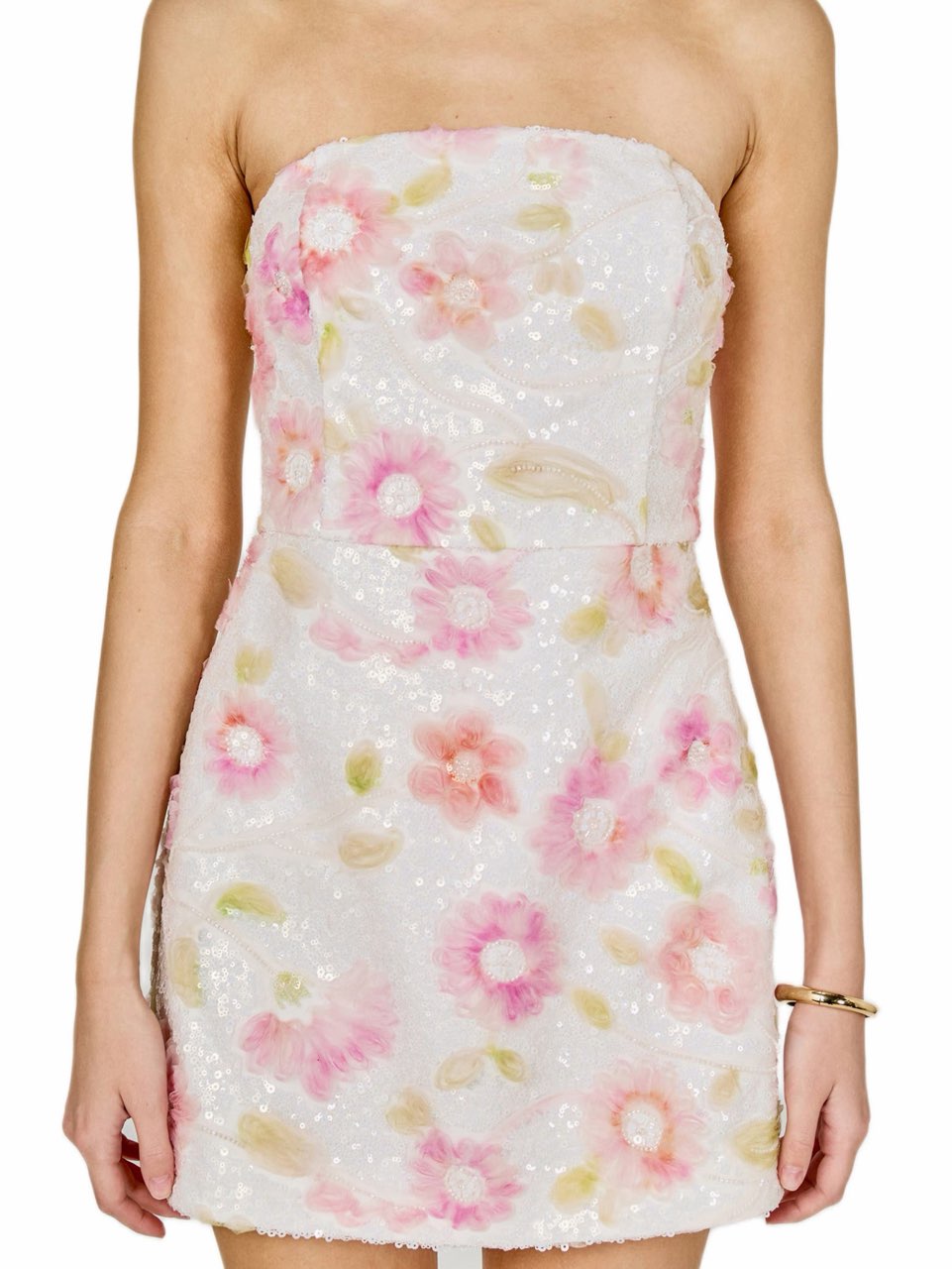Floral sequin strapless minidress