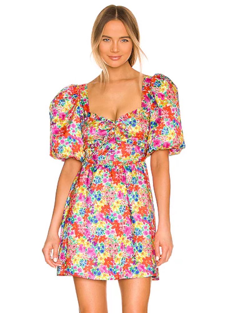 Floral Puff Sleeve Mini Dress