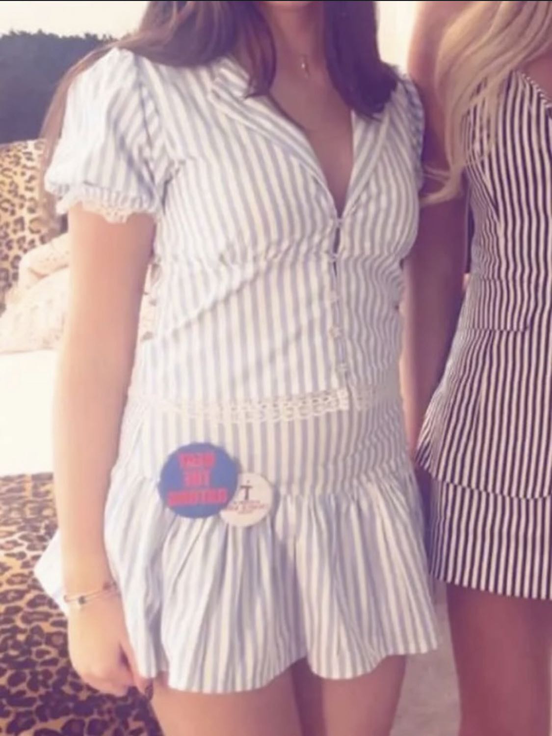 Blue and White Striped Mini Dress