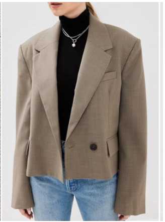 Taupe Cropped Oversized Blazer