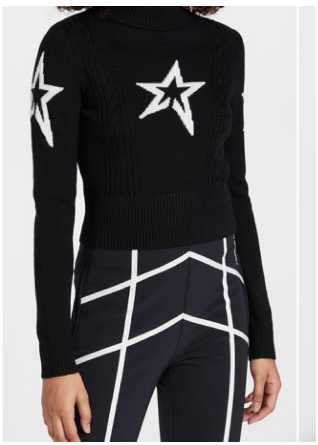 Black Star Cable Knit Turtleneck Sweater