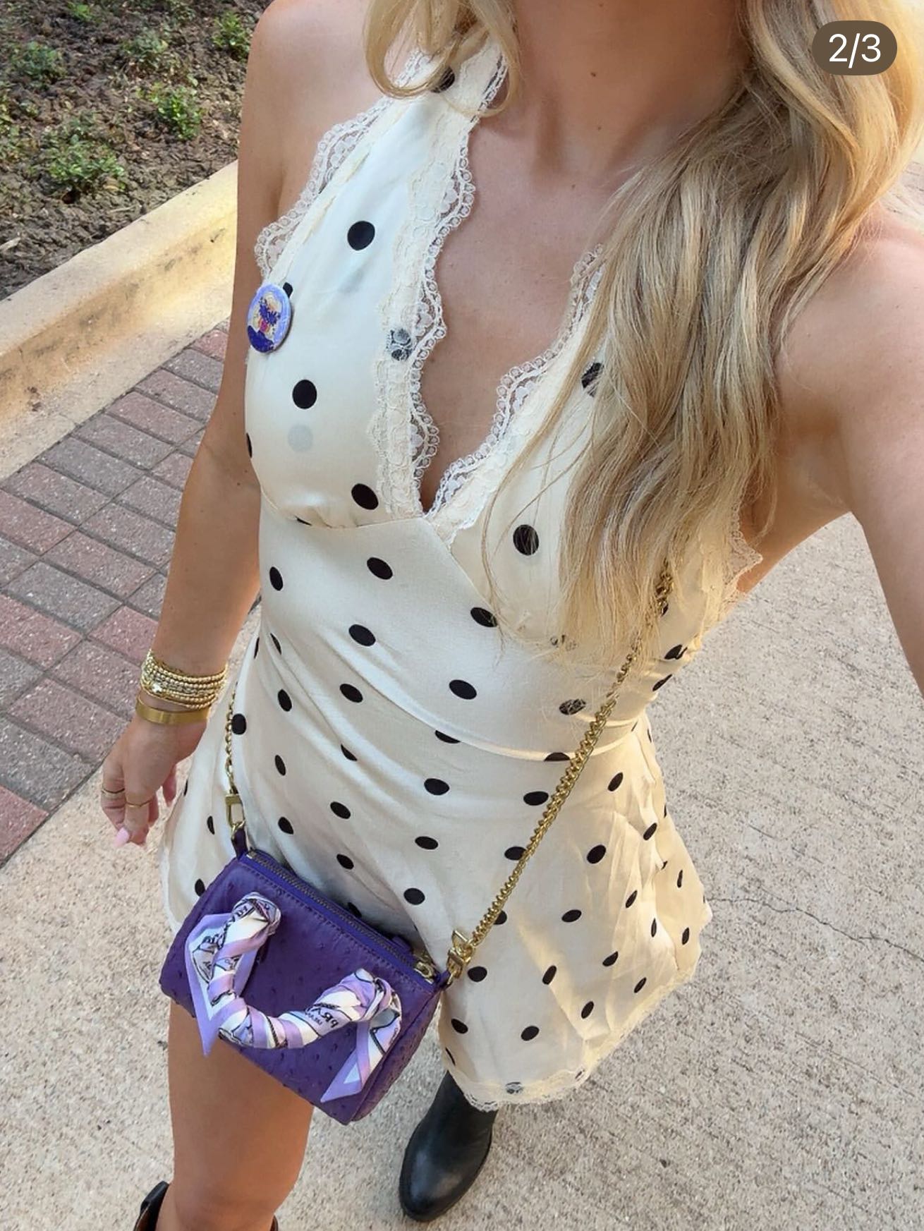 White polka dot mini dress