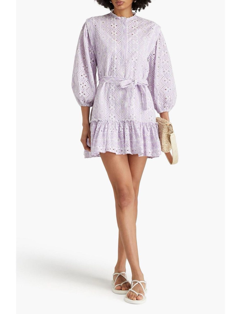Maje Striped Broderie Anglaise Dress