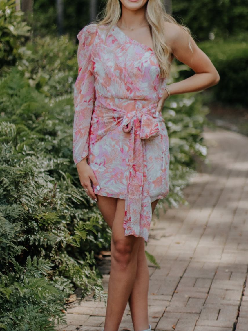 One shoulder floral dress