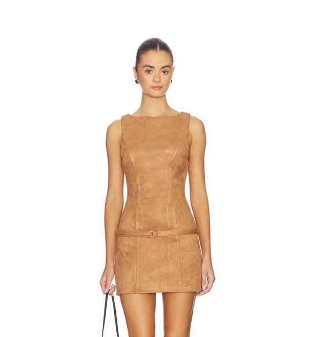 Revolve Tan Faux Suede Mini Dress