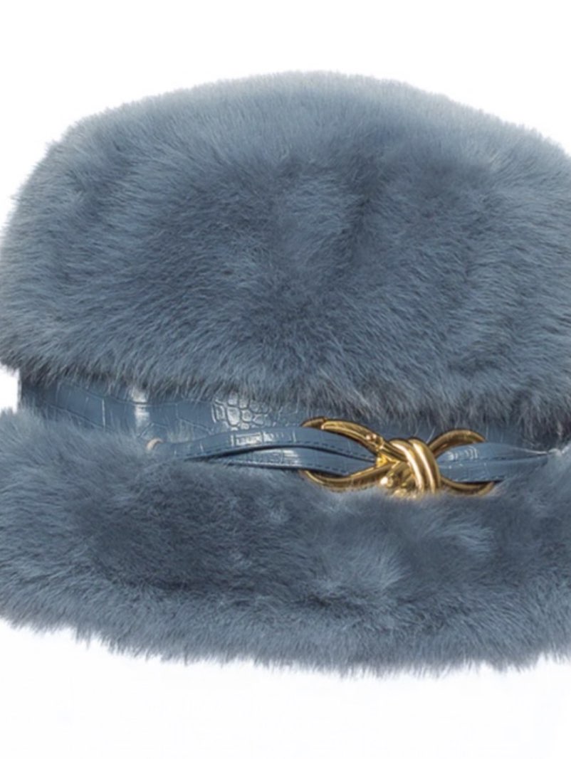 Faux Fur Bucket Hat with Croc-Embossed Band