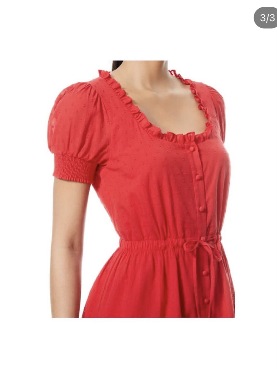 Red Puff Sleeve Mini Dress