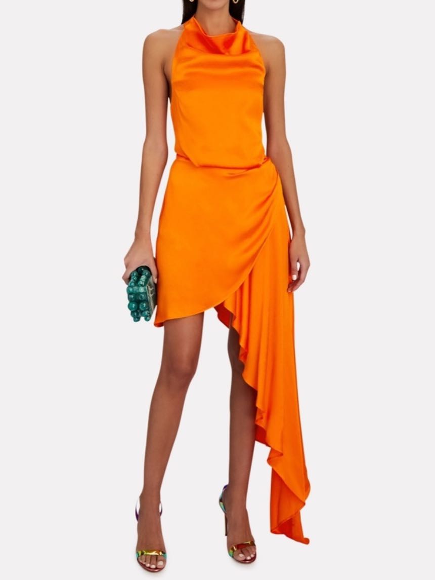 Elliatt Orange Asymmetric Mini Dress