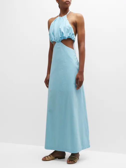 BONDI BLUE Halter Maxi Dress