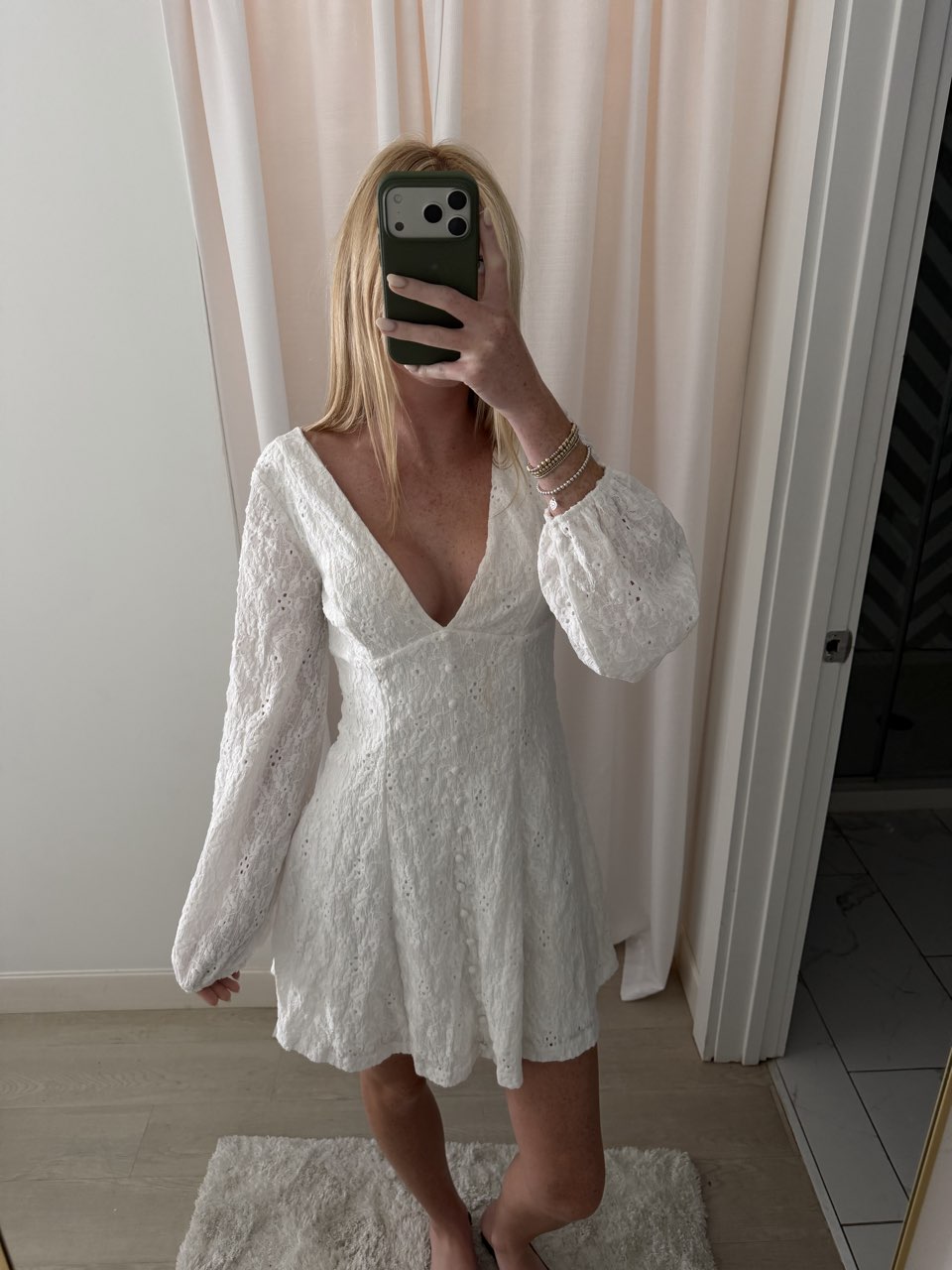 White Eyelet Mini Dress