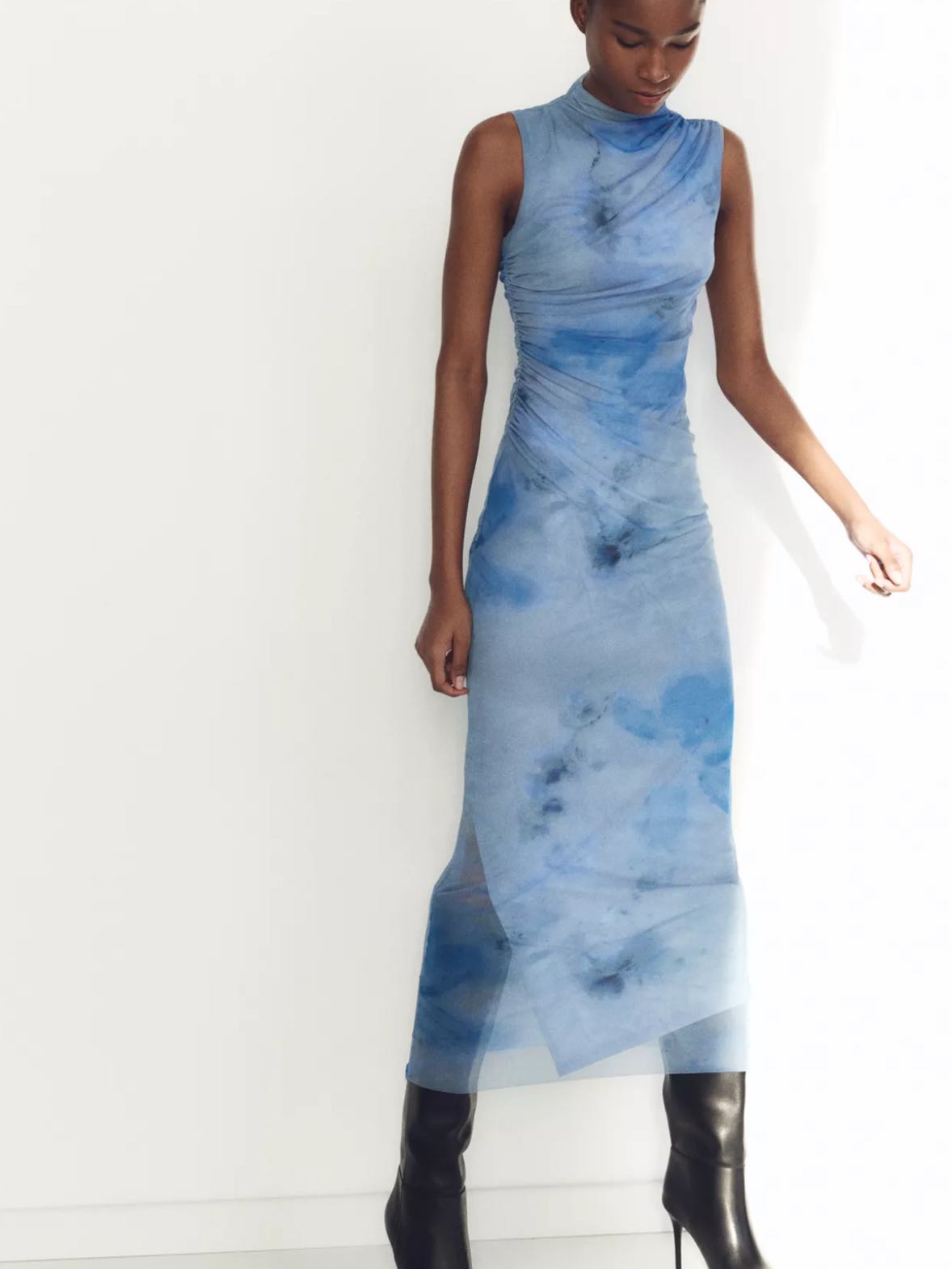 Draped painted midi dress