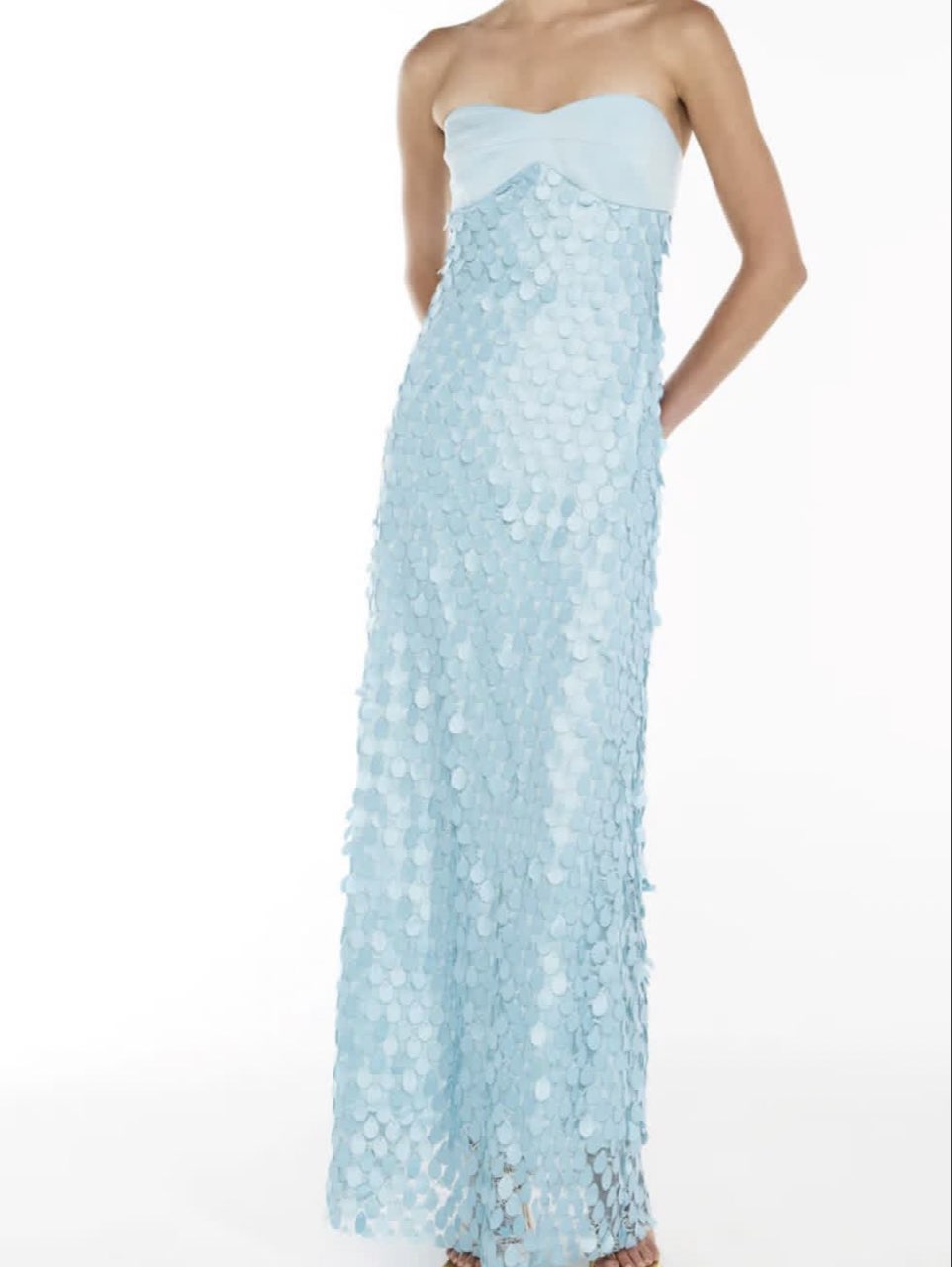 Light Blue Strapless Sequin Gown