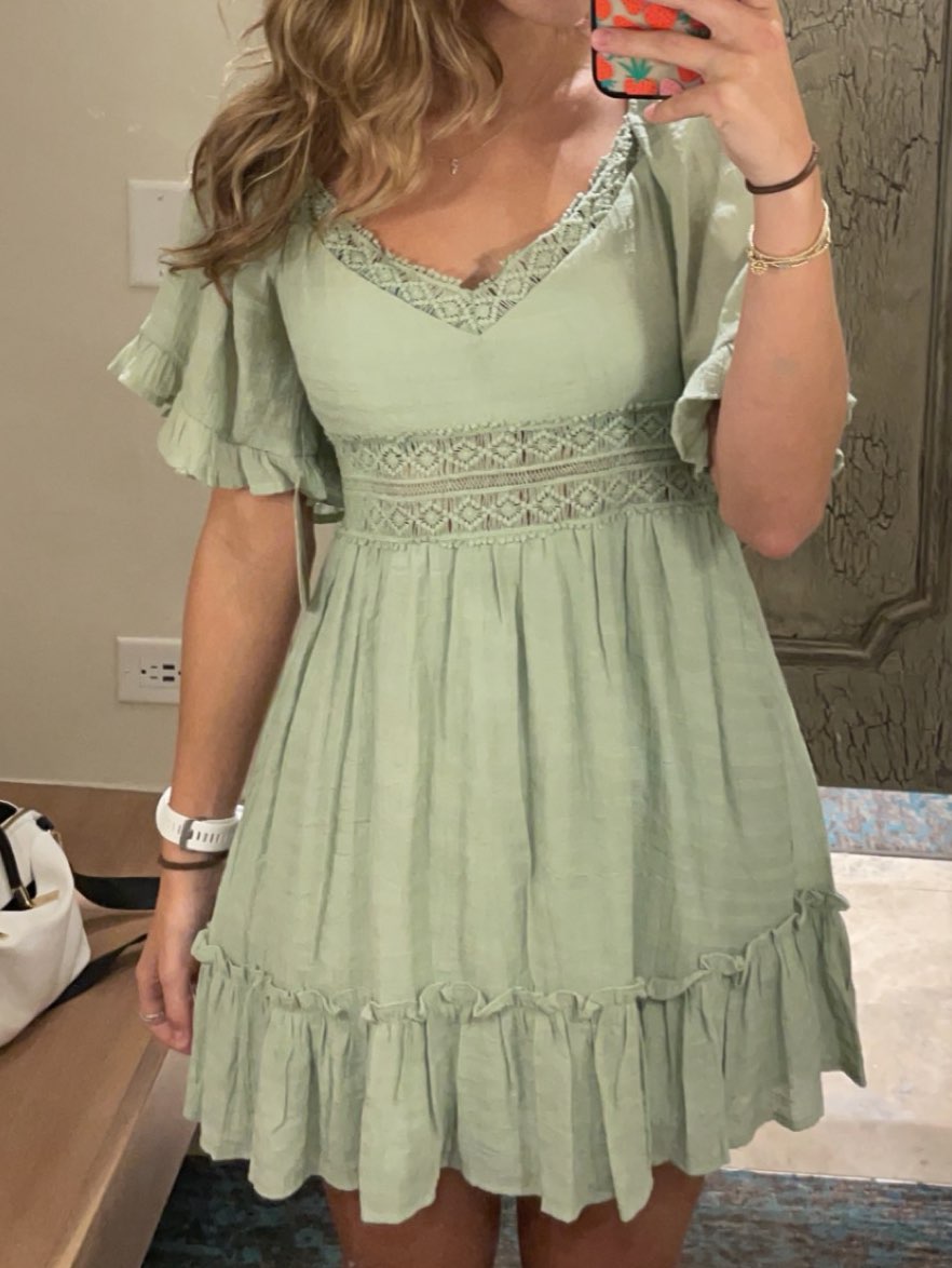 Sage Green Ruffle Mini Dress